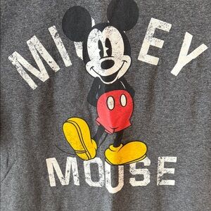Disney Mickey Mouse Gray Tee with Red and Yellow Accents